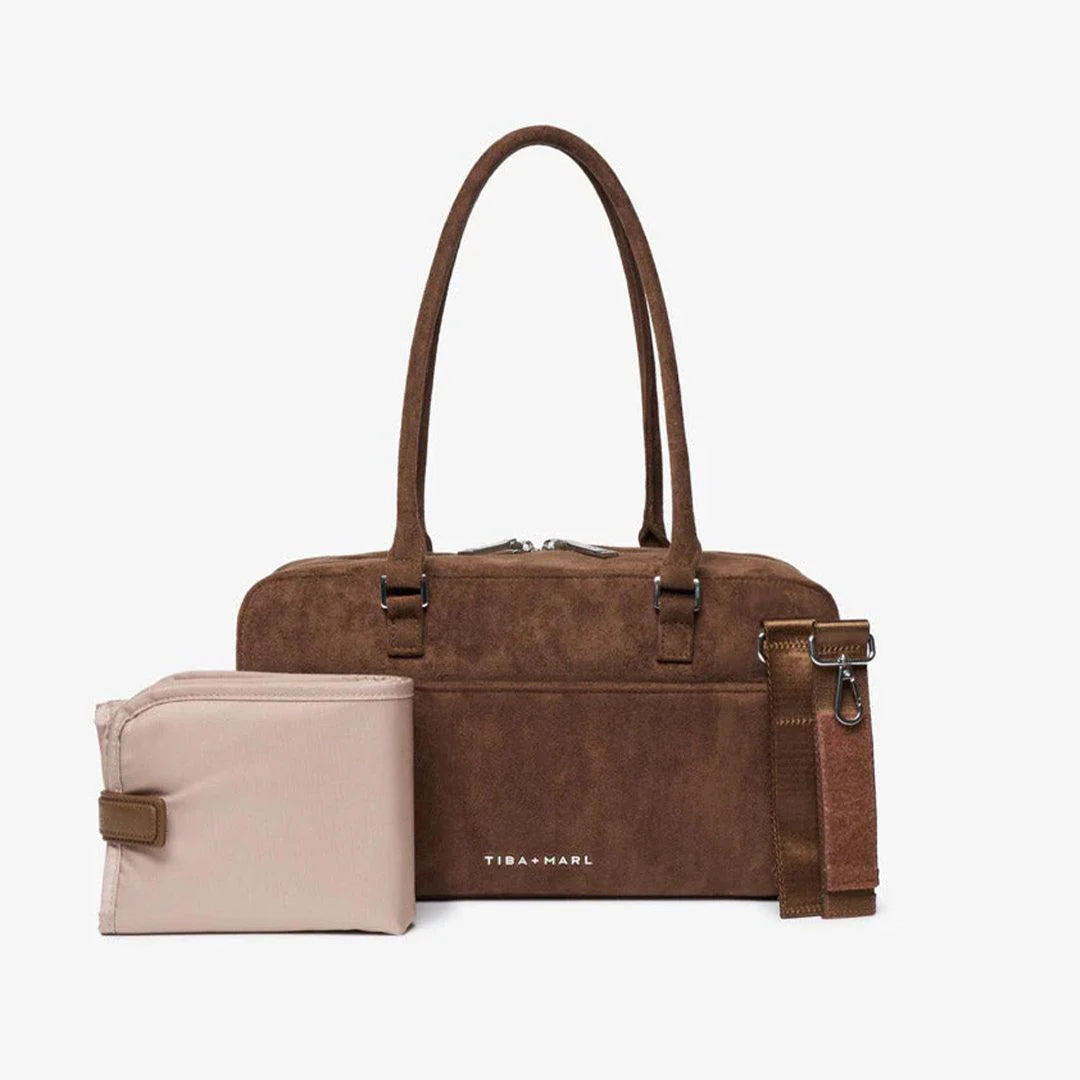 TIBA + MARL Riley Compact East-West Changing Bag - Brown Faux Suede