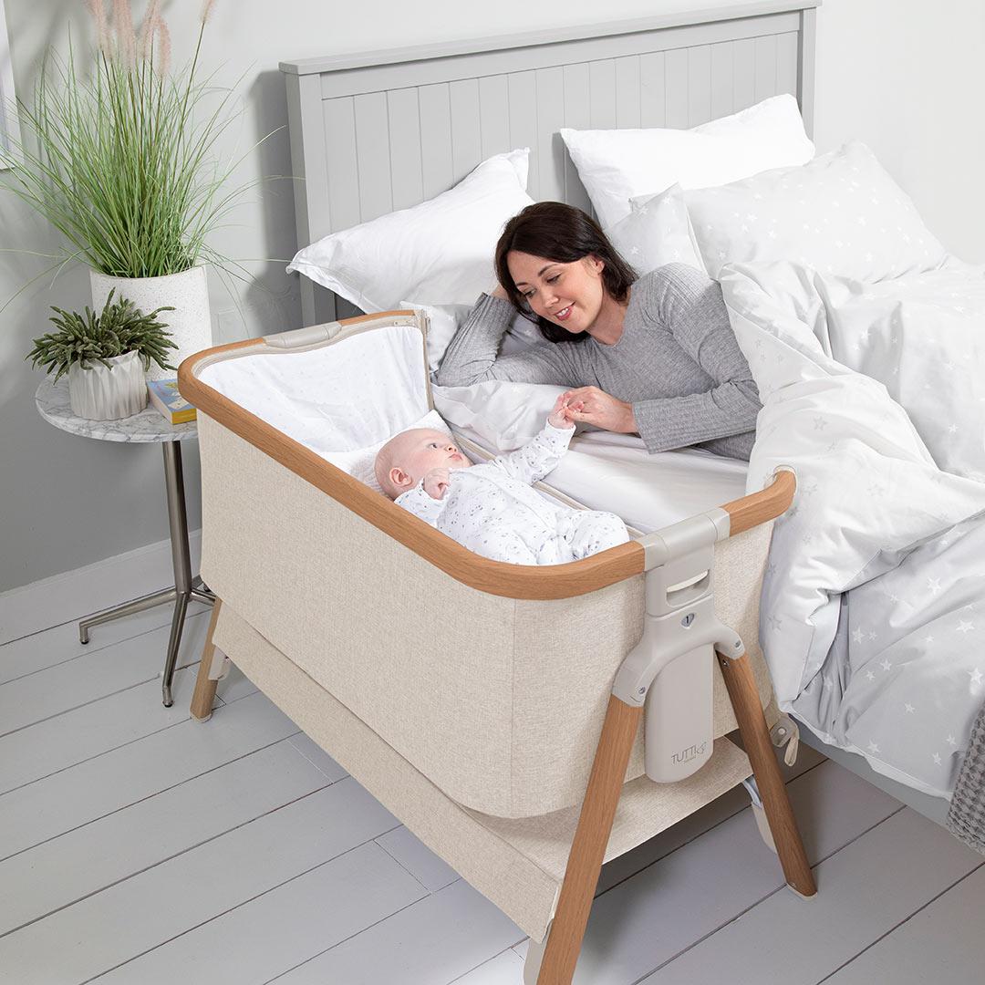 Tutti Bambini CoZee Bedside Crib - Scandinavian Walnut/Ecru - Image 2