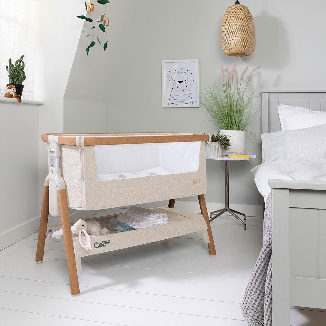 Tutti Bambini CoZee Bedside Crib - Scandinavian Walnut/Ecru - Image 3