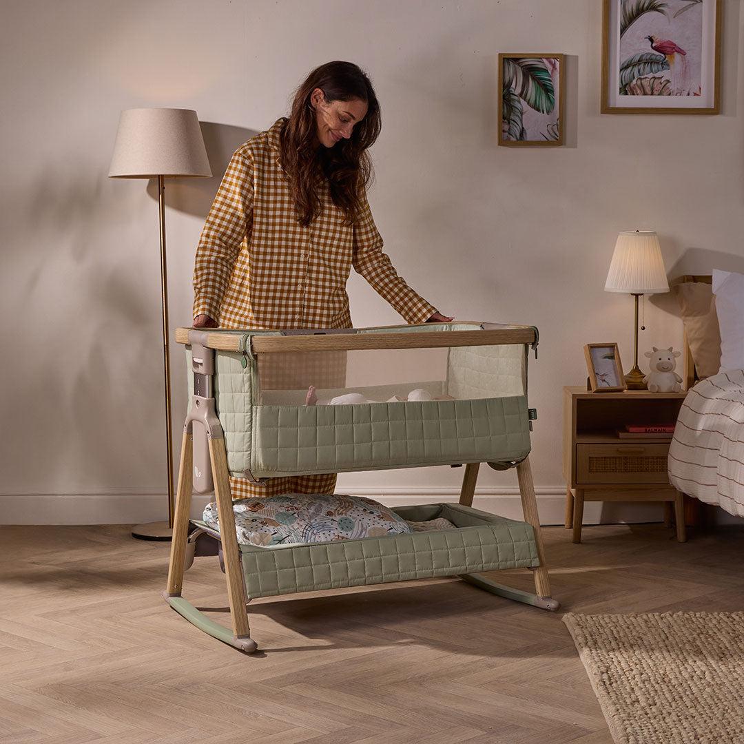 Tutti Bambini Cozee Sense Bedside Crib - Drifted Oak / Eucalyptus - Image 3