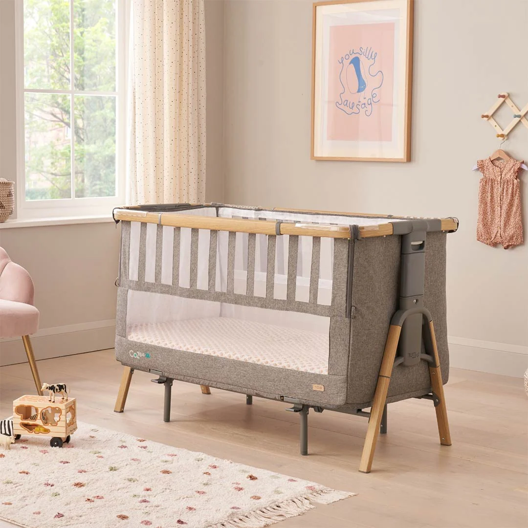 Tutti Bambini CoZee XL Bedside Crib + Cot - Oak / Charcoal - Image 4