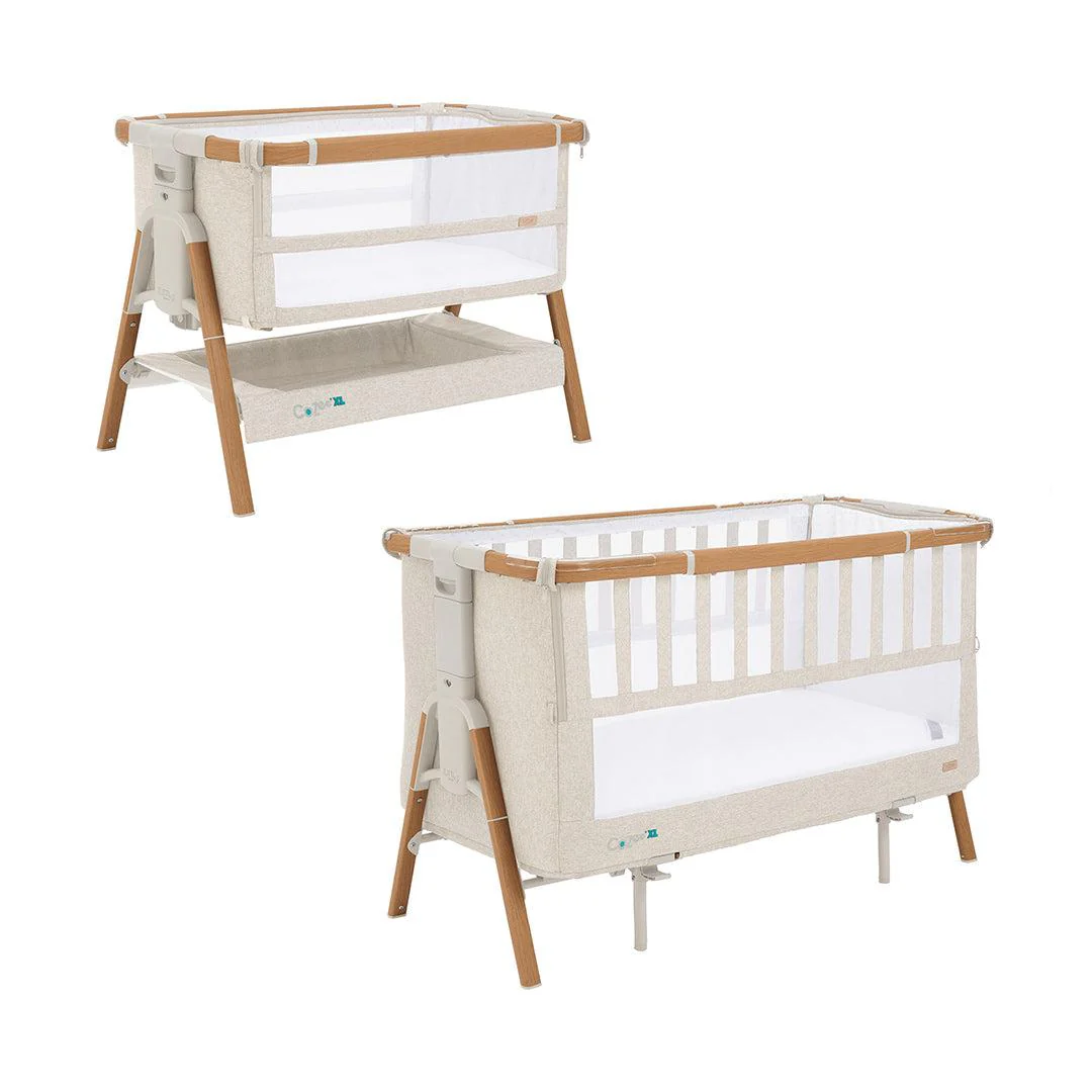 Tutti Bambini CoZee XL Bedside Crib & Cot - Scandinavian Walnut/Ecru