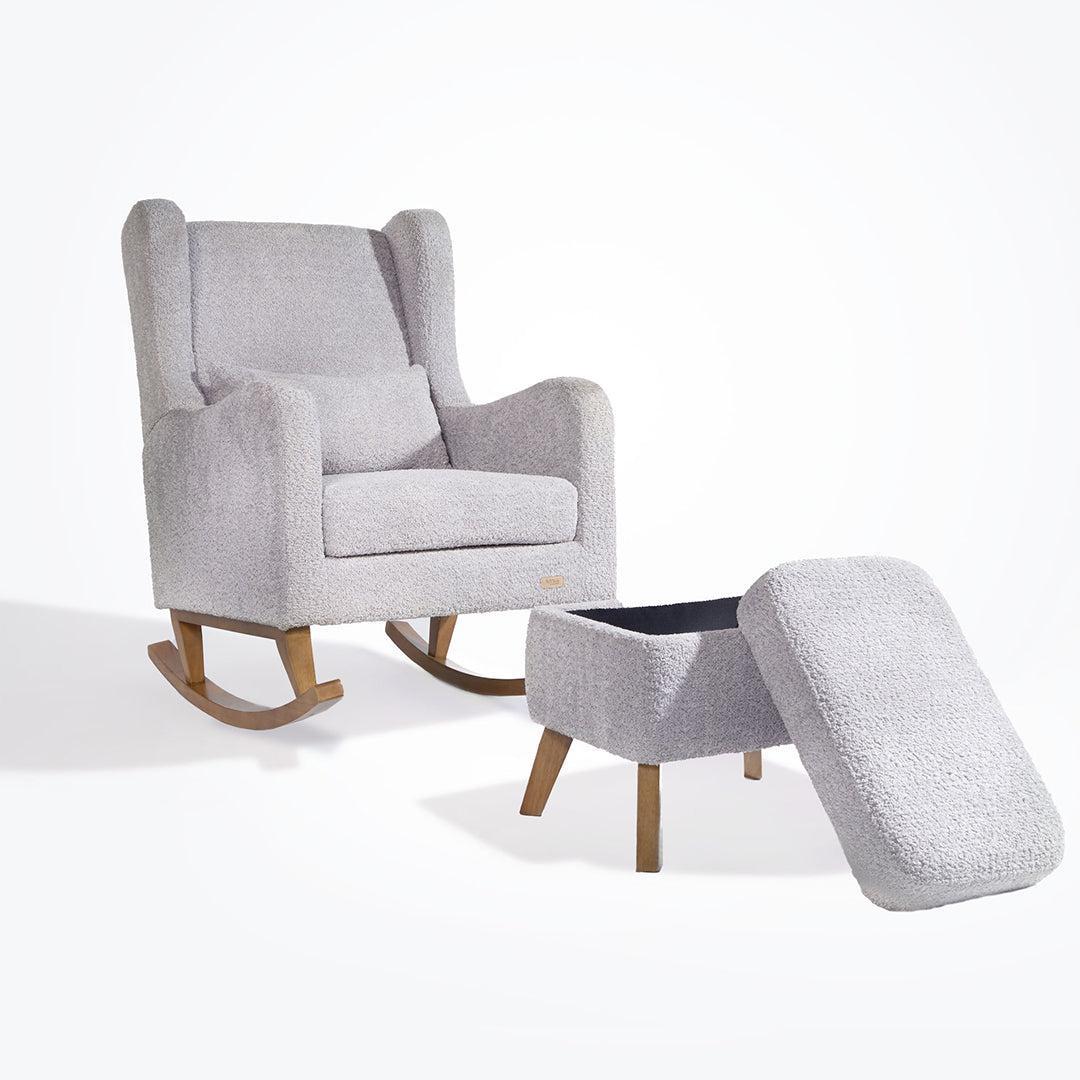 Tutti Bambini Harper Wingback Rocking Chair & Storage Footstool - Cloud Grey - Image 12