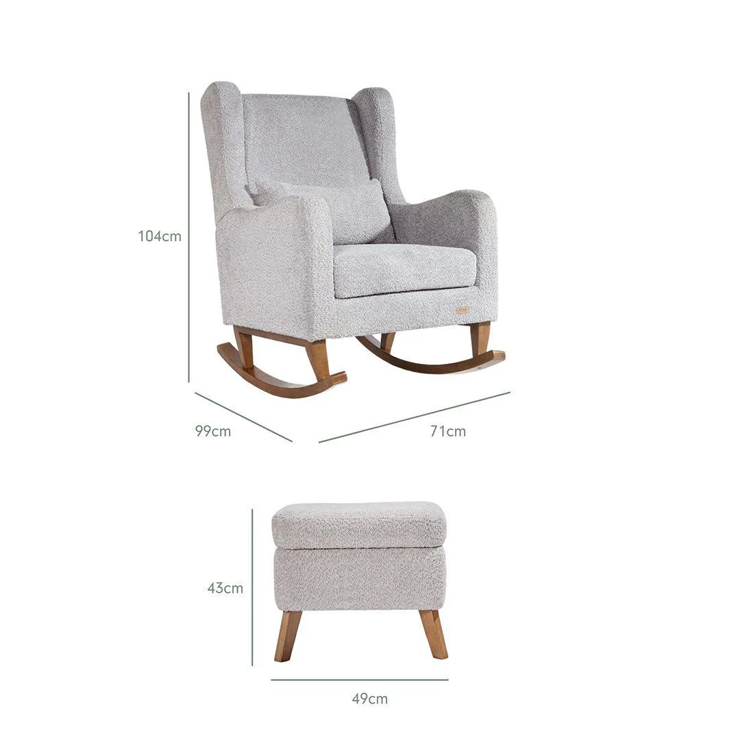 Tutti Bambini Harper Wingback Rocking Chair & Storage Footstool - Cloud Grey - Image 17