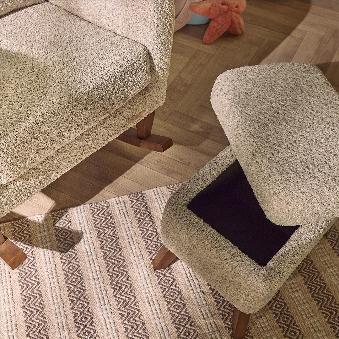 Tutti Bambini Harper Wingback Rocking Chair & Storage Footstool - Teddy Mushroom - Image 11
