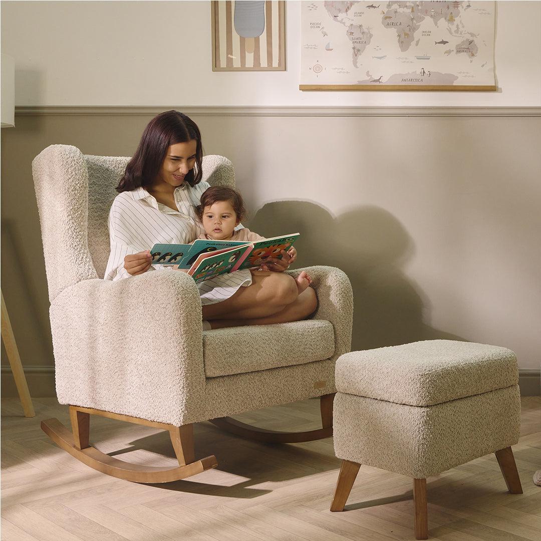 Tutti Bambini Harper Wingback Rocking Chair & Storage Footstool - Teddy Mushroom - Image 12