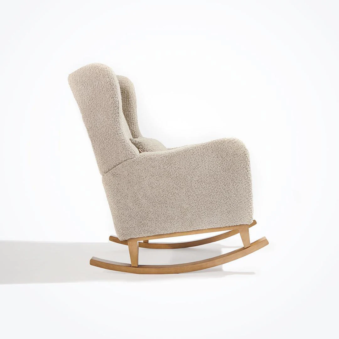 Tutti Bambini Harper Wingback Rocking Chair & Storage Footstool - Teddy Mushroom - Image 15