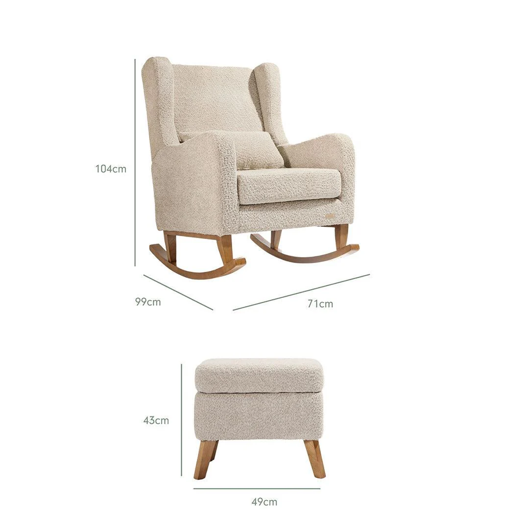 Tutti Bambini Harper Wingback Rocking Chair & Storage Footstool - Teddy Mushroom - Image 19