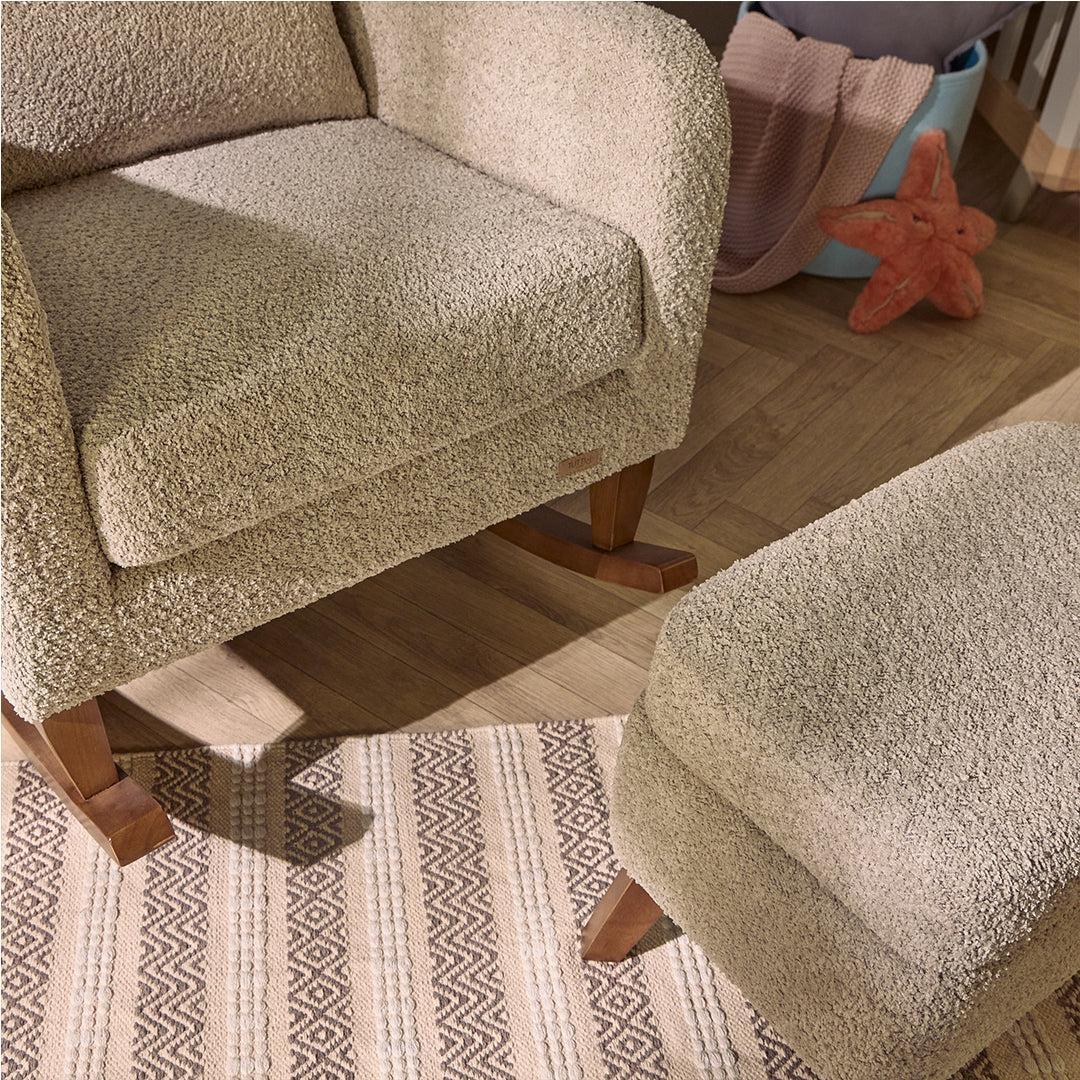 Tutti Bambini Harper Wingback Rocking Chair & Storage Footstool - Teddy Mushroom - Image 5