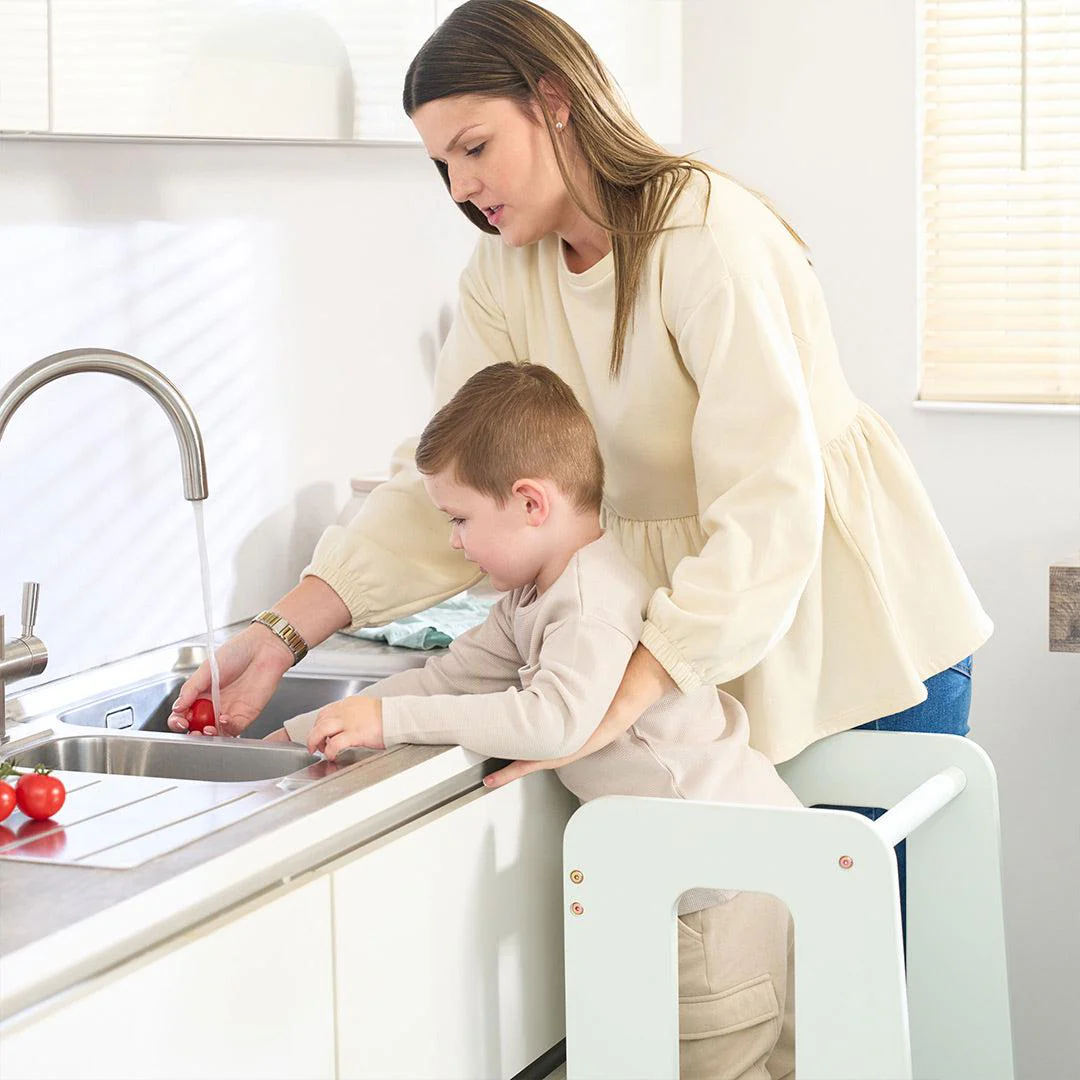 Tutti Bambini Helping Hands Montessori Toddler Learning Tower  - Sea Mist - Image 2