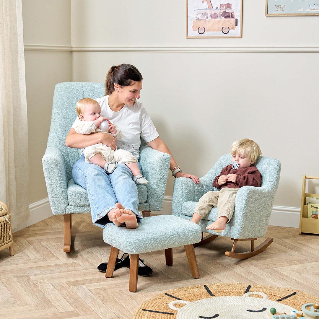 Tutti Bambini Jonah Mini Me Children's Rocking Chair - Boucle Ocean Stone - Image 6