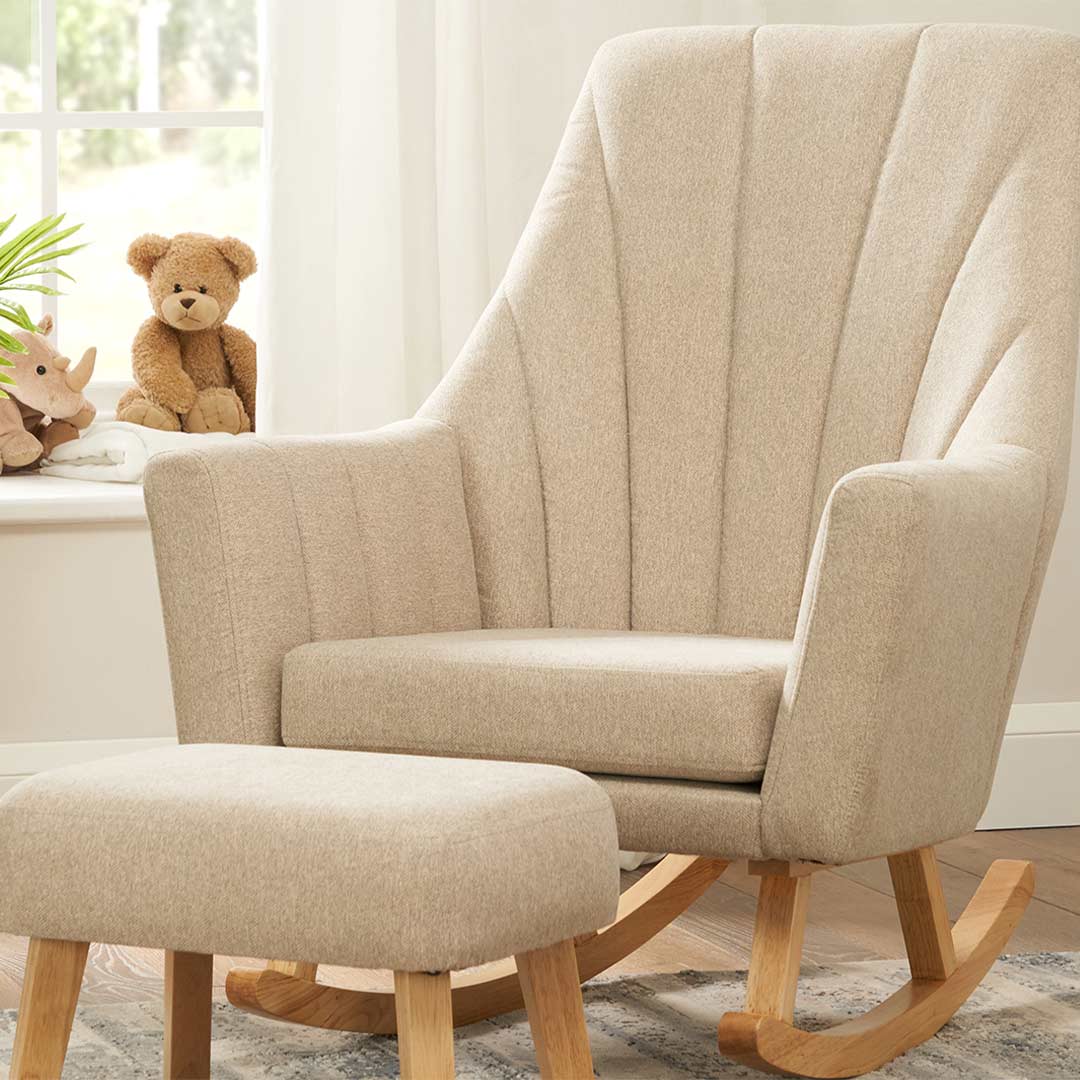 Tutti Bambini Jonah Rocking Chair + Foot Stool - Stone - Image 4