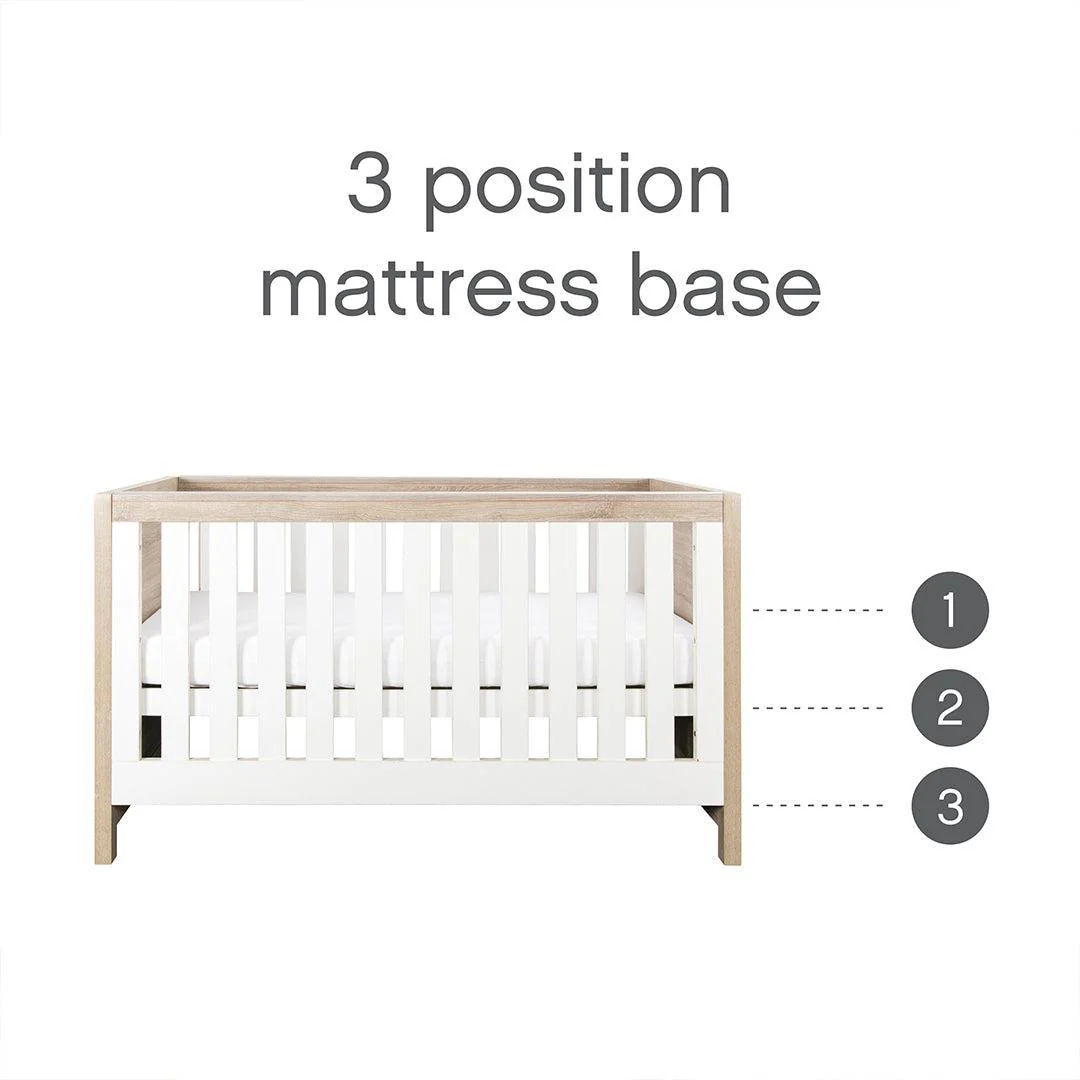 Tutti Bambini Modena 3 in 1 Cot Bed - White/Oak - Image 8