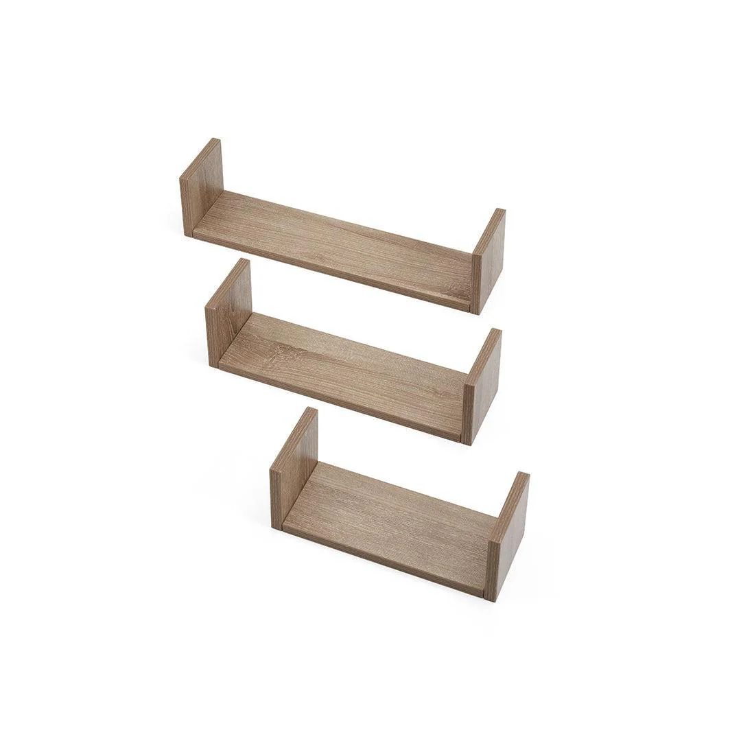 Tutti Bambini Modena Set of Three U-Shaped Wall Shelves - Oak - Image 7