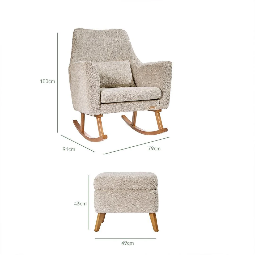 Tutti Bambini Oscar Luxe Rocking Chair & Footstool - Teddy Mushroom - Image 14