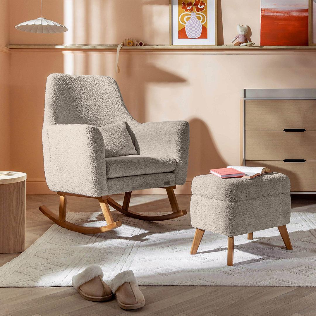 Tutti Bambini Oscar Luxe Rocking Chair & Footstool - Teddy Mushroom - Image 2