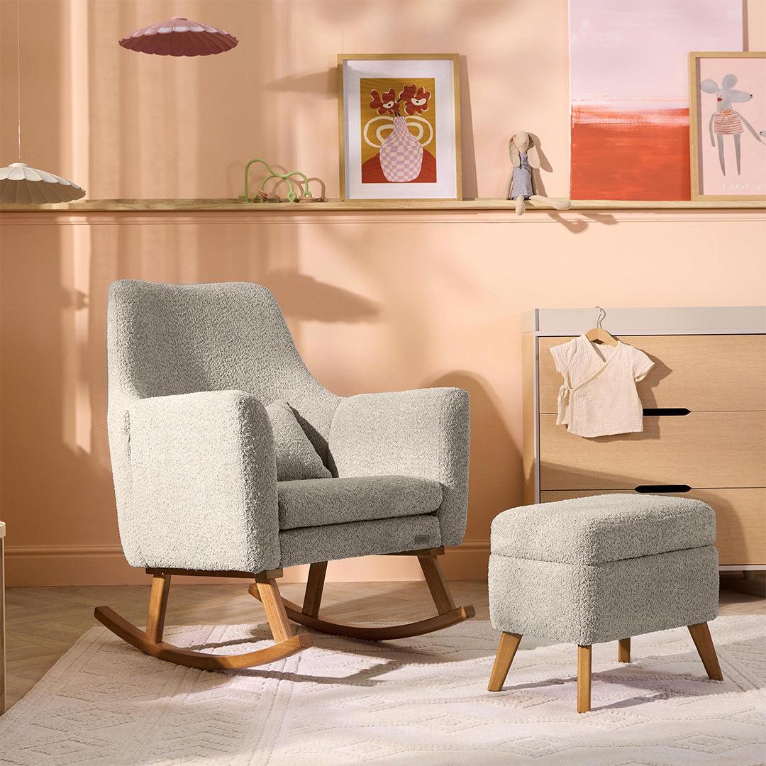 Tutti Bambini Oscar Luxe Rocking Chair & Footstool - Teddy Mushroom - Image 6