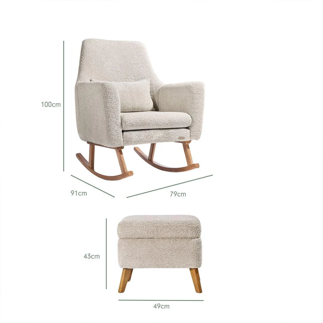 Tutti Bambini Oscar Luxe Rocking Chair & Footstool - Teddy Sage - Image 20