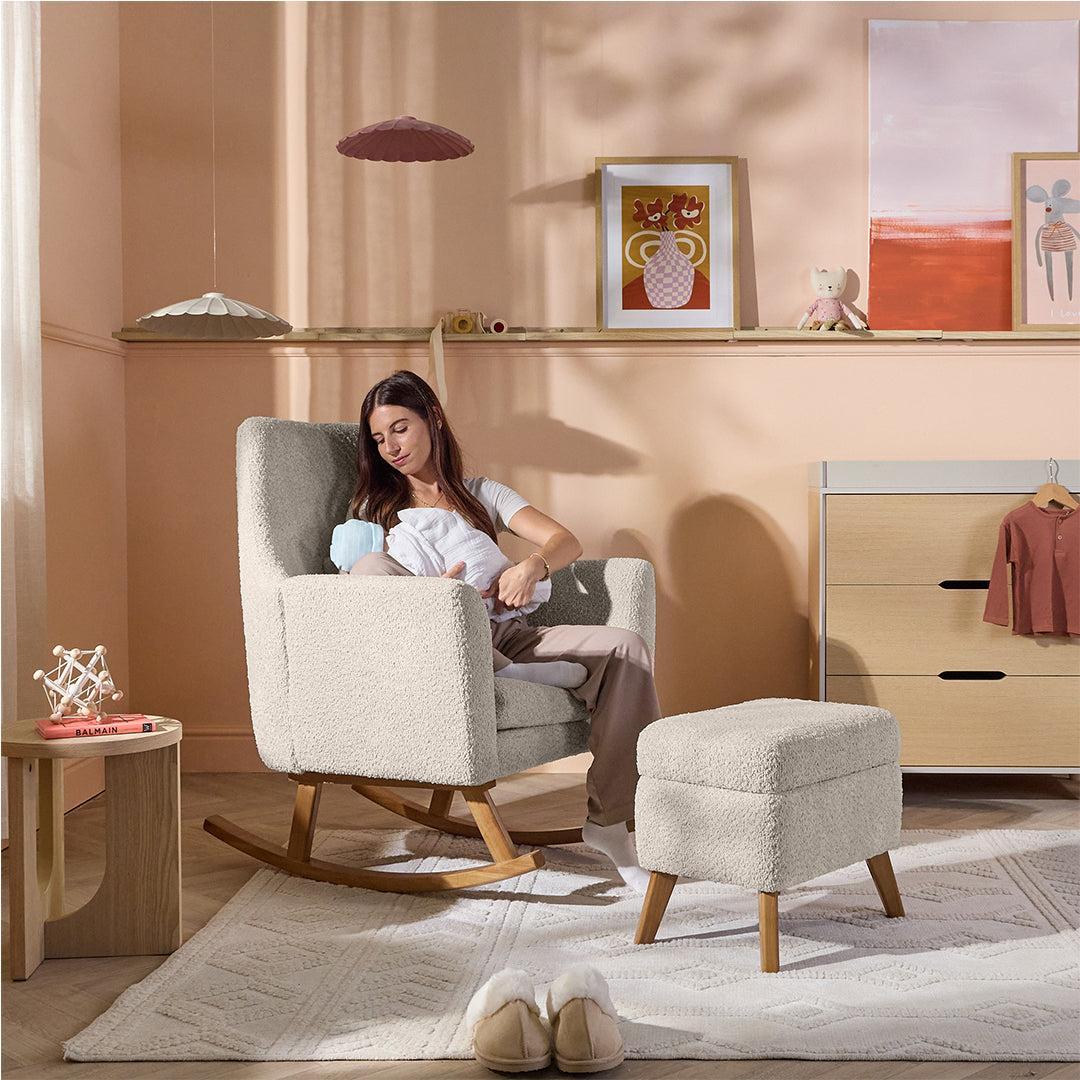 Tutti Bambini Oscar Luxe Rocking Chair & Footstool - Teddy Sage - Image 3