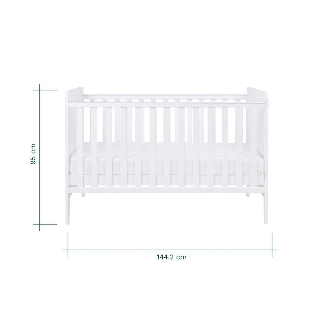 Tutti Bambini Rio Cot Bed with Cot Top Changer & Mattress - White - Image 12
