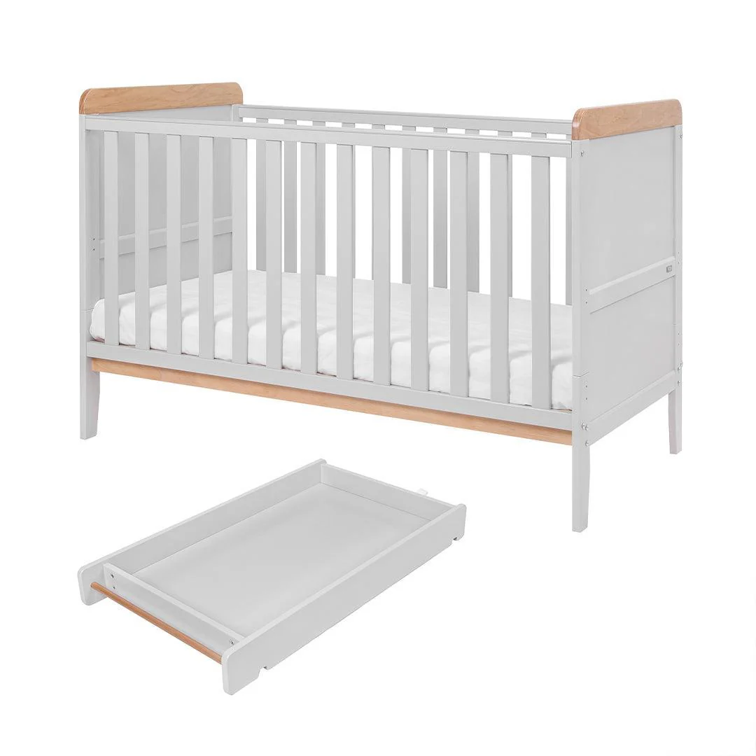 Tutti Bambini Rio Cot Bed with Cot Top Changer & Mattress - Dove Grey/Honey Oak - Image 5
