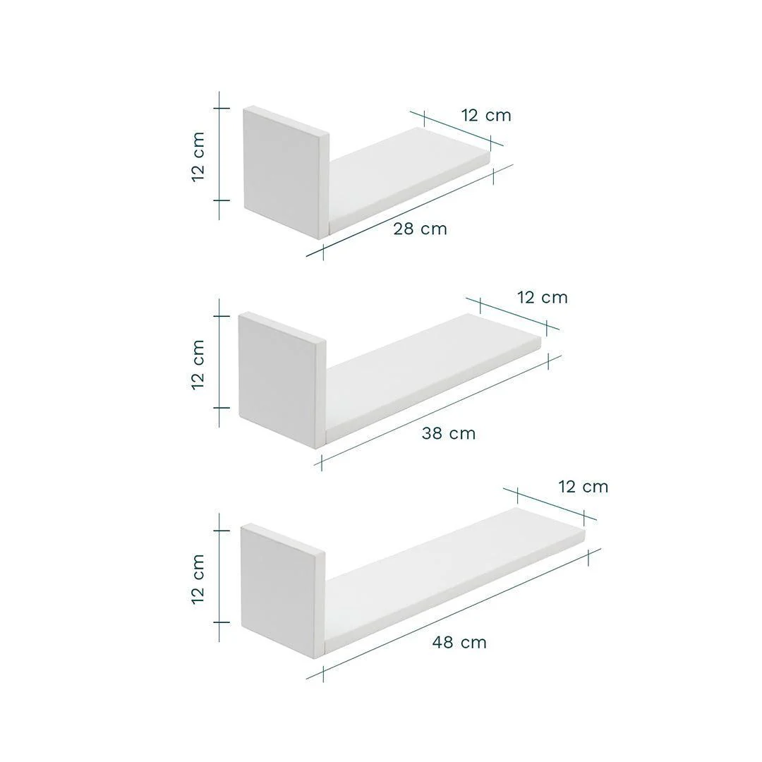 Tutti Bambini Rio Set of Three L-Shaped Wall Shelves - White - Image 3