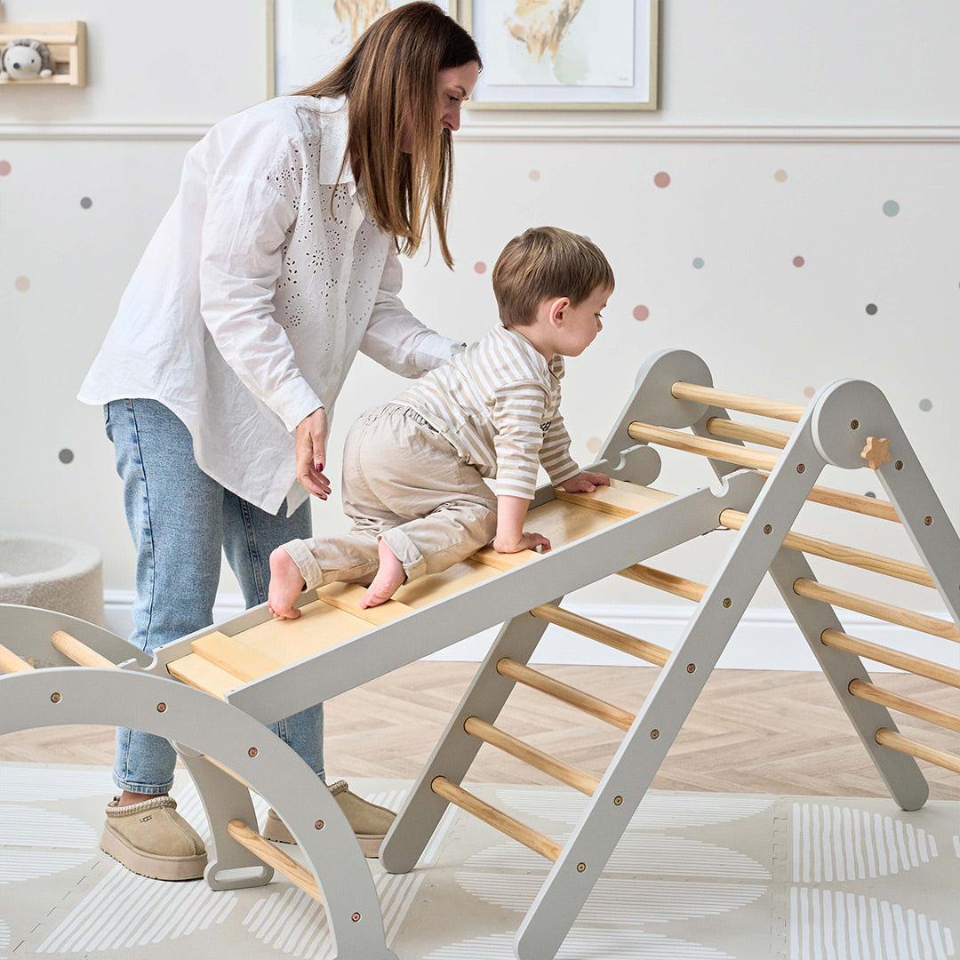 Tutti Bambini Scala Montessori 3 In 1 Pikler Climbing Frame With Climbing Wall - Mushroom - Image 9