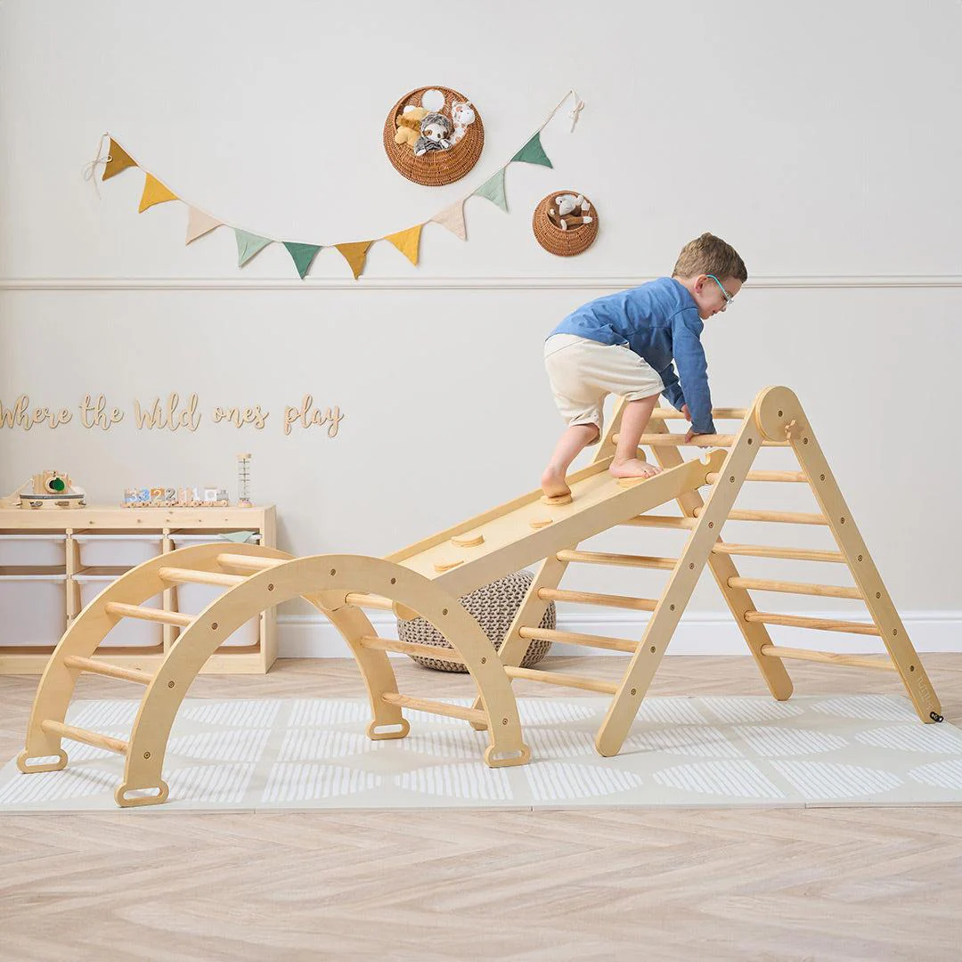 Tutti Bambini Scala Montessori 3 In 1 Pikler Climbing Frame With Climbing Wall - Natural - Image 2