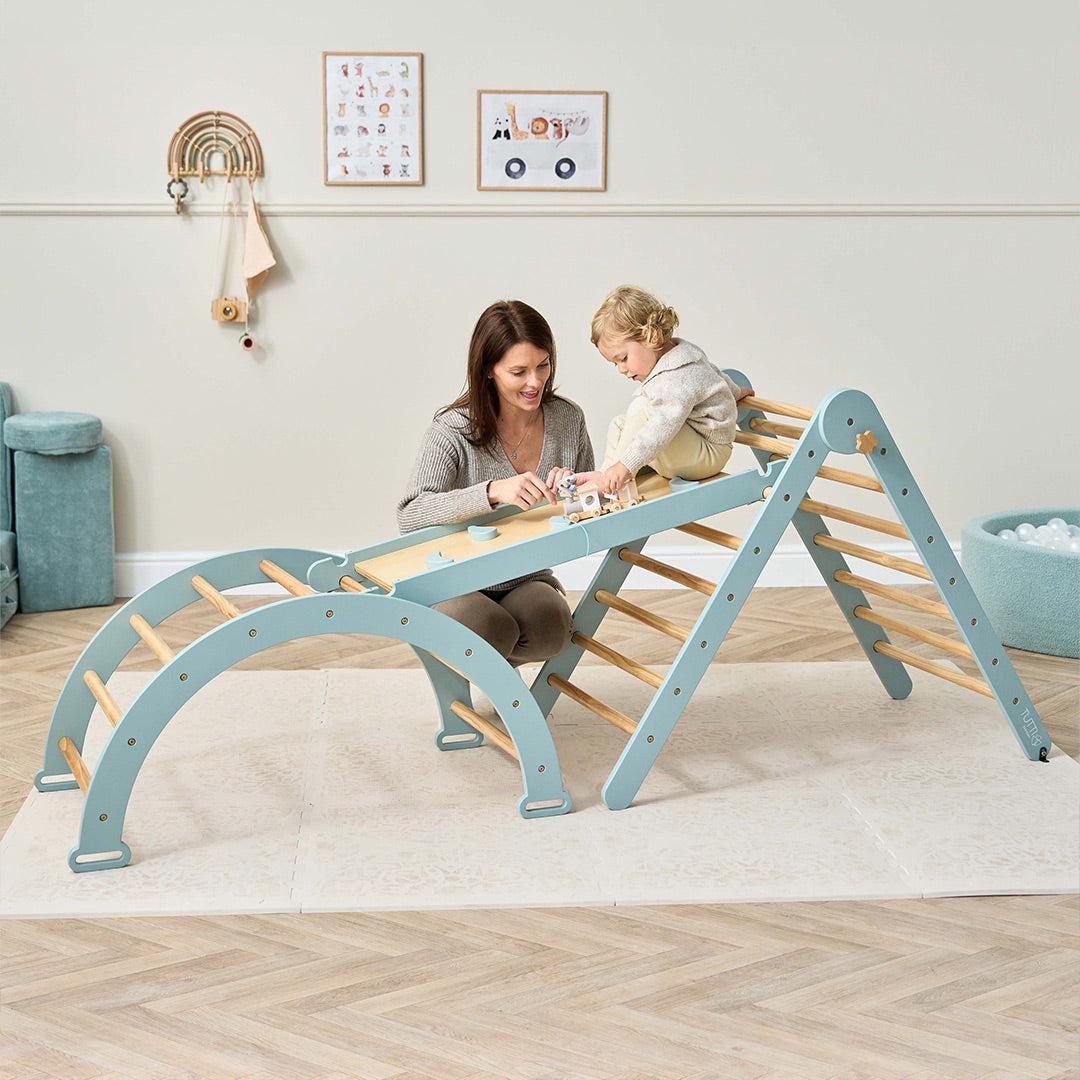Tutti Bambini Scala Montessori 3 In 1 Pikler Climbing Frame With Climbing Wall  - Ocean Stone - Image 10