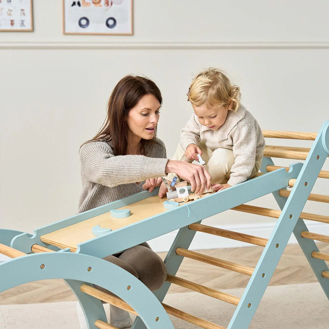 Tutti Bambini Scala Montessori 3 In 1 Pikler Climbing Frame With Climbing Wall  - Ocean Stone - Image 11