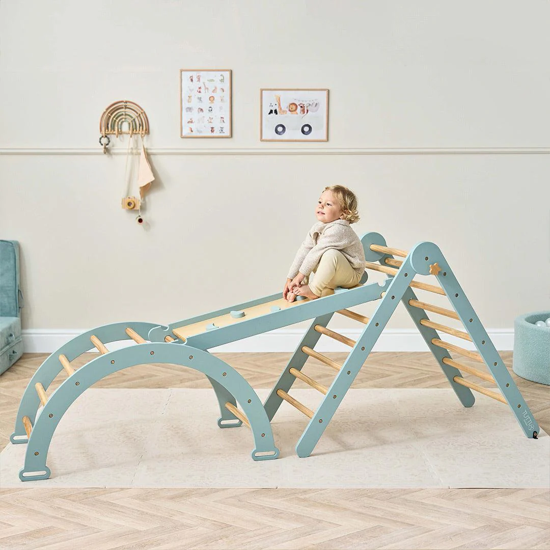 Tutti Bambini Scala Montessori 3 In 1 Pikler Climbing Frame With Climbing Wall  - Ocean Stone - Image 12