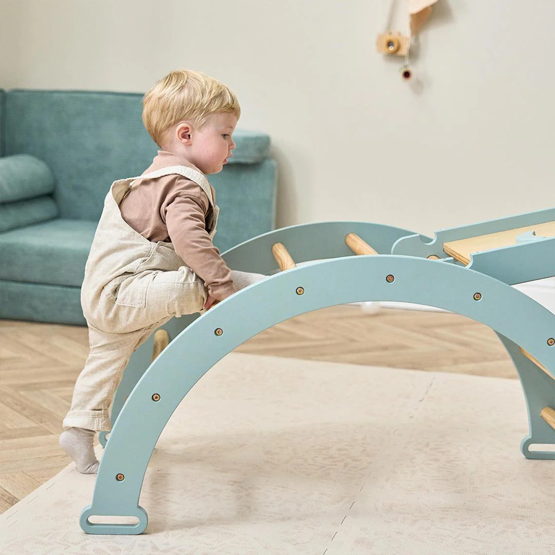 Tutti Bambini Scala Montessori 3 In 1 Pikler Climbing Frame With Climbing Wall  - Ocean Stone - Image 3