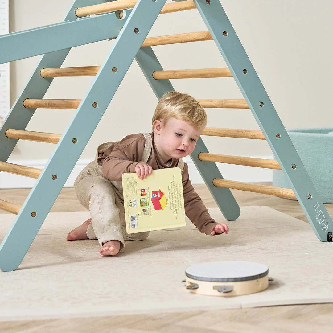 Tutti Bambini Scala Montessori 3 In 1 Pikler Climbing Frame With Climbing Wall  - Ocean Stone - Image 4