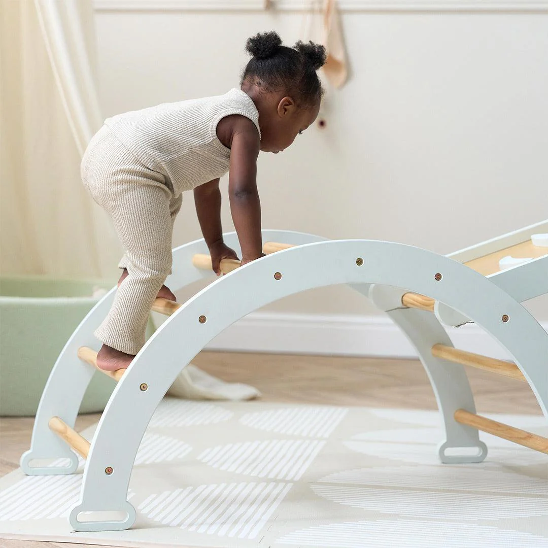 Tutti Bambini Scala Montessori 3 In 1 Pikler Climbing Frame With Climbing Wall - Sea Mist - Image 10
