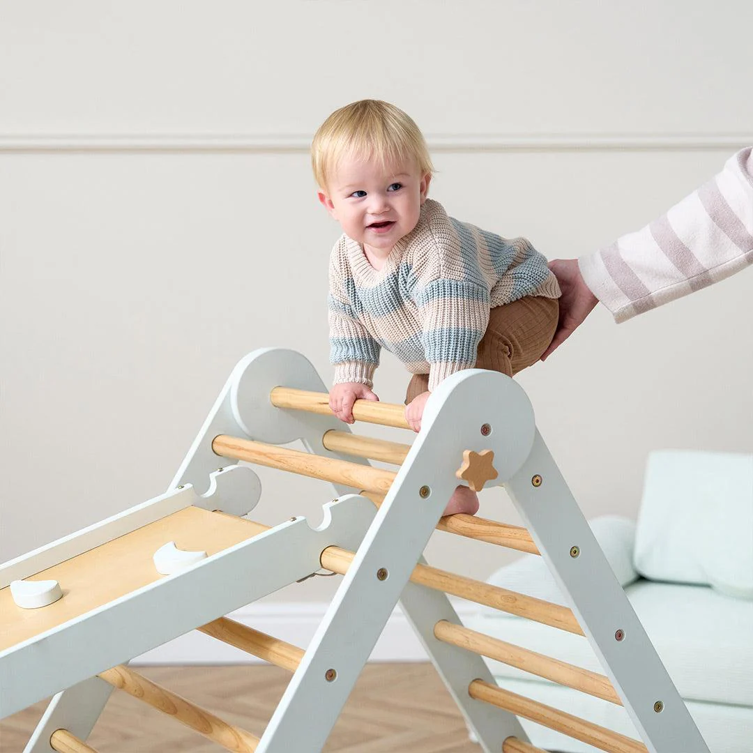 Tutti Bambini Scala Montessori 3 In 1 Pikler Climbing Frame With Climbing Wall - Sea Mist - Image 12