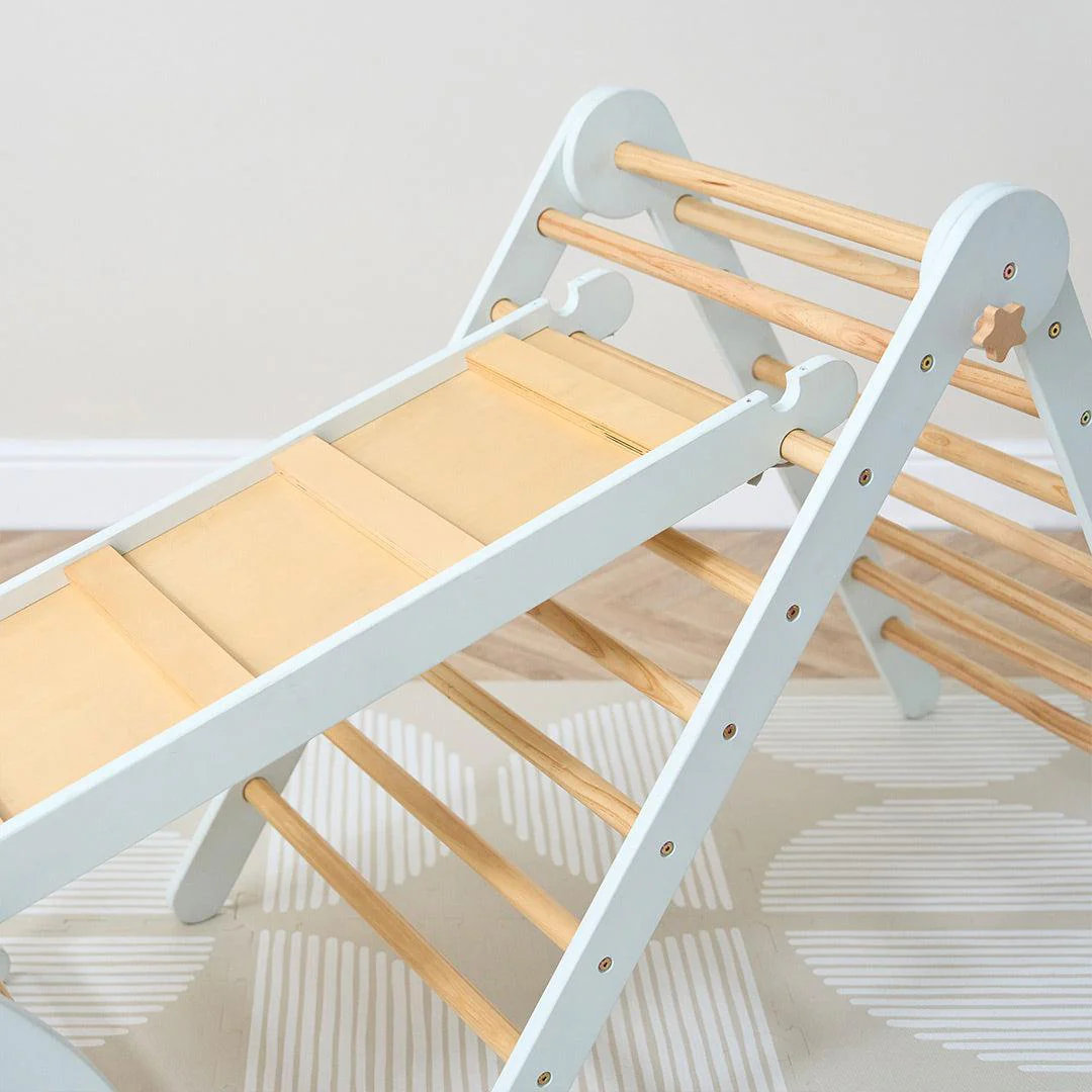 Tutti Bambini Scala Montessori 3 In 1 Pikler Climbing Frame With Climbing Wall - Sea Mist - Image 13