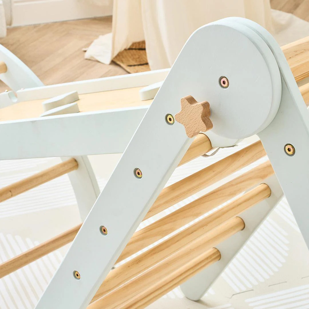 Tutti Bambini Scala Montessori 3 In 1 Pikler Climbing Frame With Climbing Wall - Sea Mist - Image 8