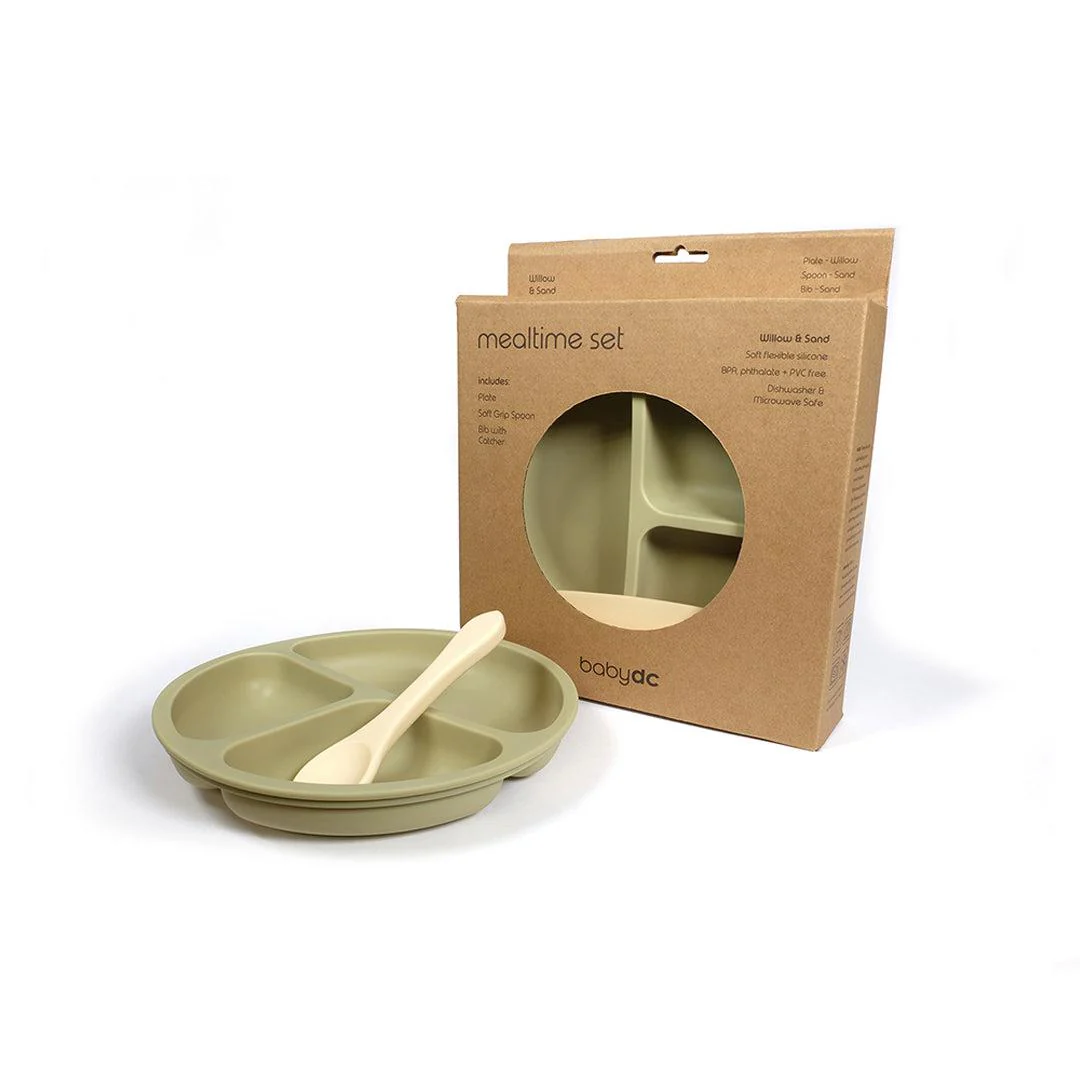 UPPABaby Mealtime Plate, Spoon + Bib Set - Willow/Sand - Image 4